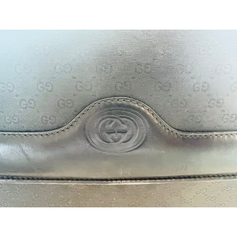 Vintage Gucci Black Monogram Canvas & Leather Shoulder Bag - Picture 3 of 11